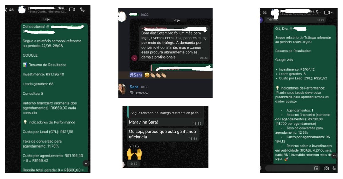 Depoimentos de clientes sobre resultados de campanhas