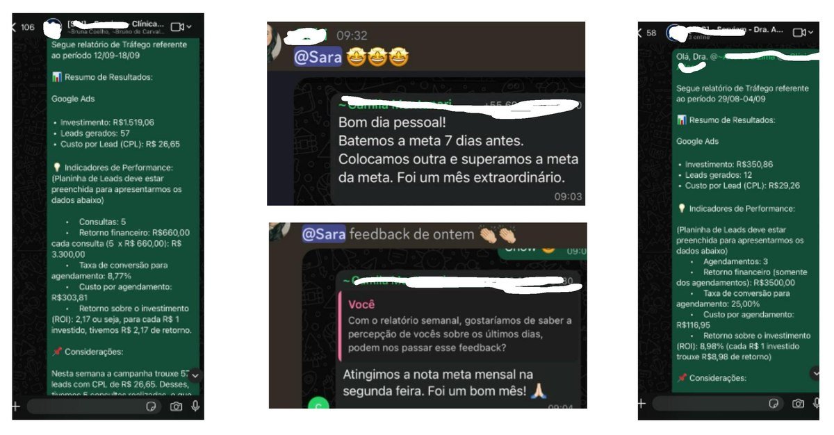 Depoimentos de clientes sobre resultados de campanhas